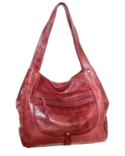 Nino Bossi Red Braylee Hand-Dyed Vintage Leather Satchel