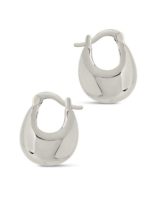 Sterling Forever White Rhodium Plated Eleah Polished Micro Hoops