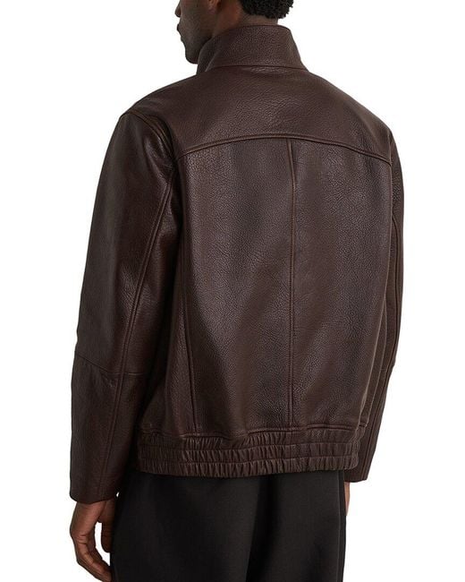 Reiss Black Slarten Textured Leather Jacket for men