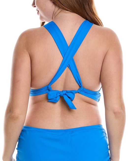 La Blanca Blue Ig High Neck Midline Top