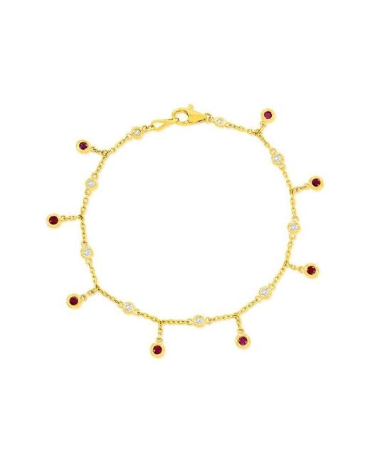 Jewels by Viomo Metallic 14K 0.99 Ct. Tw. Diamond & Ruby By The Yard Dangle Bracelet