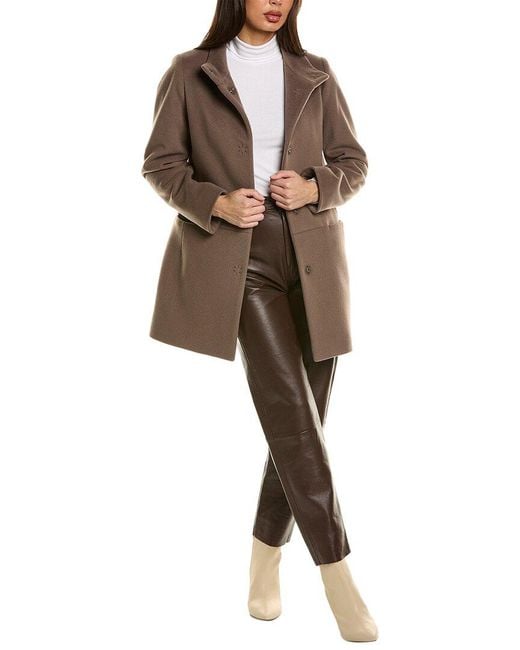 Cinzia Rocca Brown Short Wool & Cashmere-blend Coat