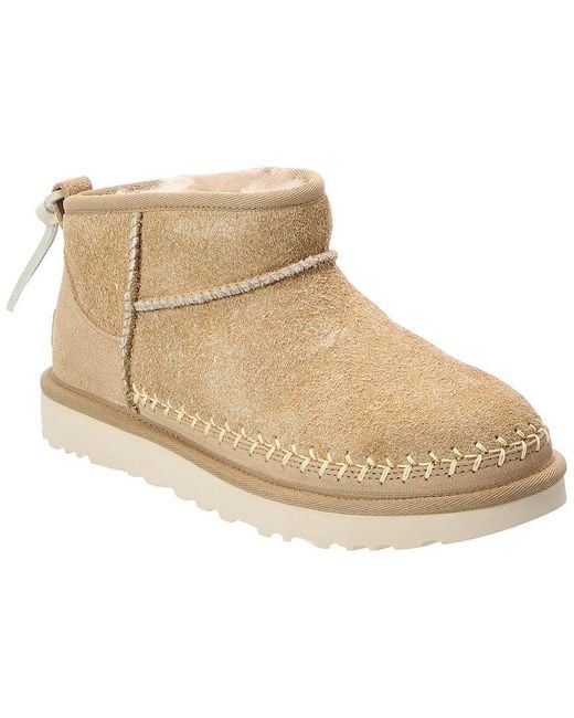 Ugg Natural W Classic Ultra Mini Biarritz Suede Bootie