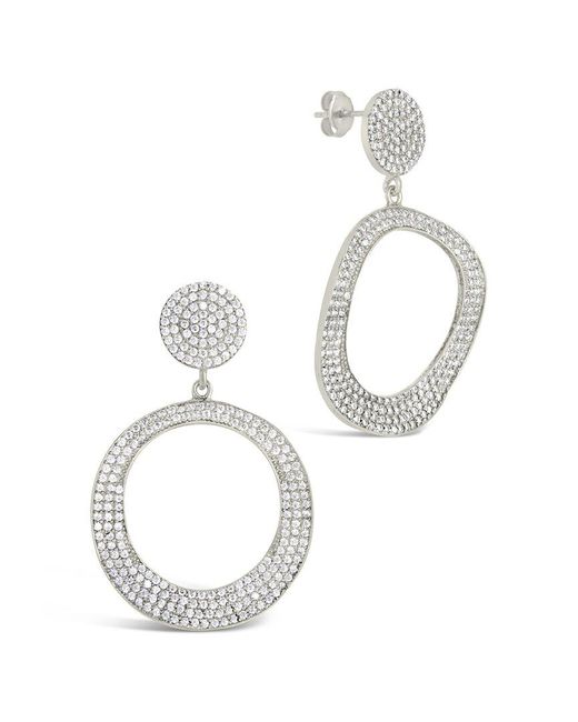 Sterling Forever White Rhodium Plated Cz Juniper Statement Drop Earrings