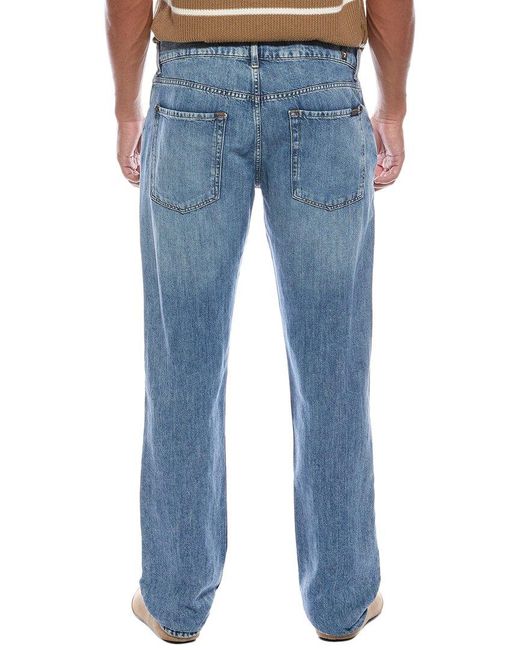 7 For All Mankind Blue The Straight Station Linen-Blend Jean for men