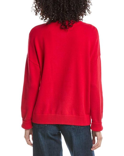 Vince Camuto Red Lighthouse Motif Crewneck Sweater