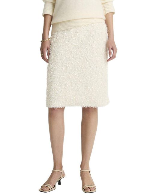 Vince Natural Feathery Fringe Above Knee Skirt
