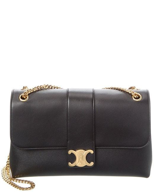 Céline Black Victoire Large Leather Shoulder Bag