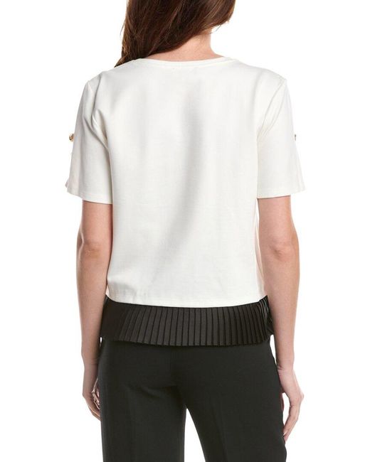Karl Lagerfeld White Buttoned Sleeve T-Shirt