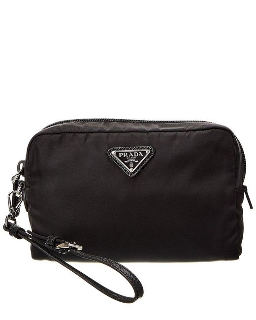 Prada Black Logo Nylon Pouch