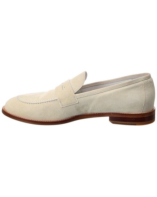 Isaia White Suede Loafer for men