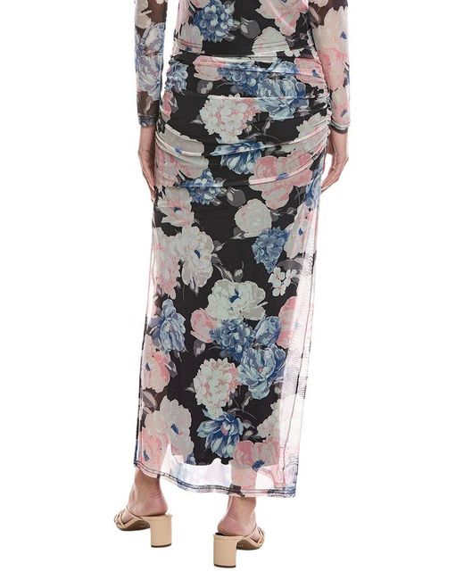 Laundry by Shelli Segal Black Bouquet Printed Ruched Midi Skirt