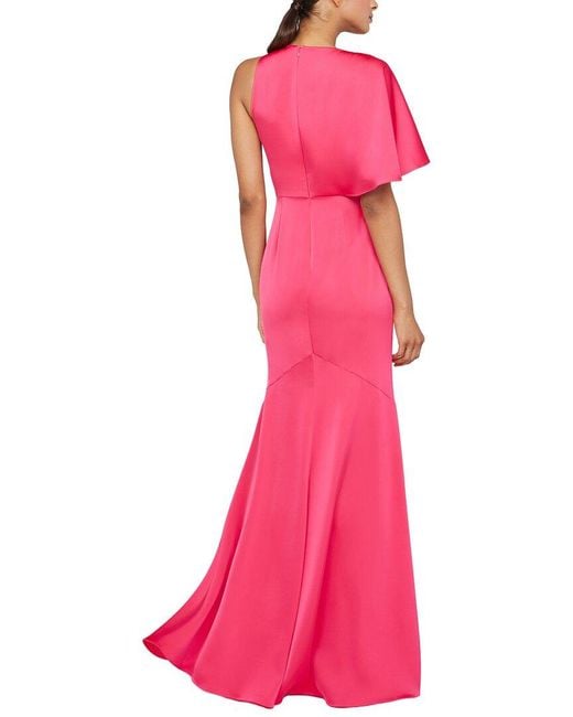 THEIA Pink Darcie Flutter Sleeve Gown