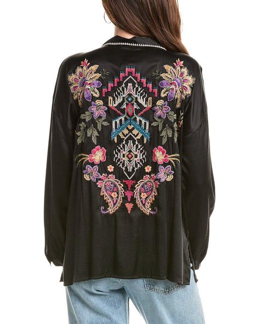 Johnny Was Black The Slim Audrey Collared Silk-Blend Shirt