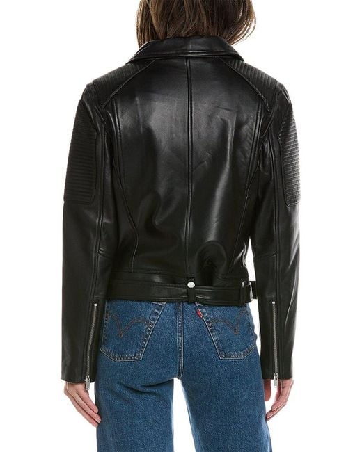 ENA PELLY Black Classic Leather Biker Jacket