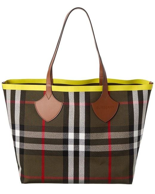 Burberry Black Check Large Reversible Canvas & Leather Tote