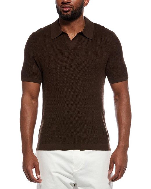 Onia Brown Textured Johnny Collar Polo Shirt for men
