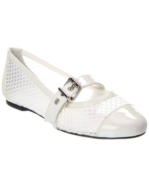 SCHUTZ SHOES White Hanna Mesh & Patent Ballet Flat