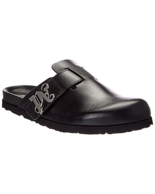 Palm Angels Black Pa Leather Mule for men