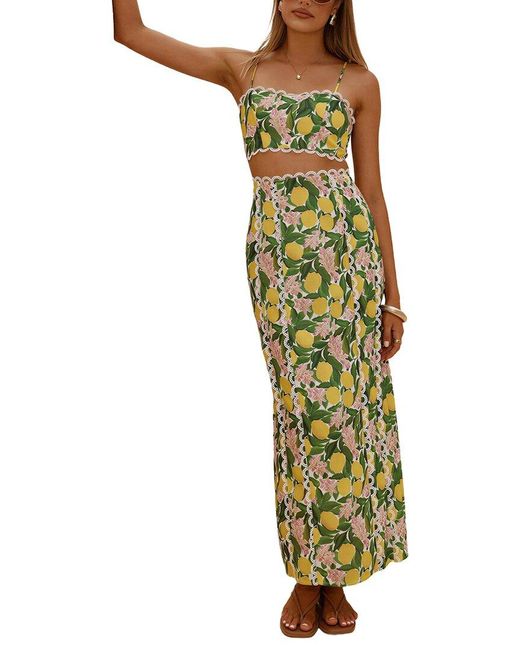 FASHION FLORIDA Green Top & Skirt Set
