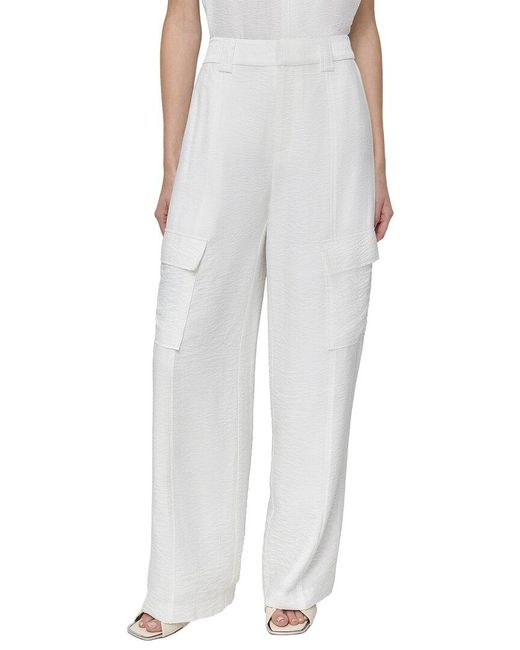 DKNY White Crinkle Dressing Cargo Pant