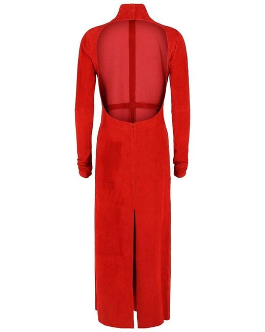 Ferragamo Red Backless Suede Dress