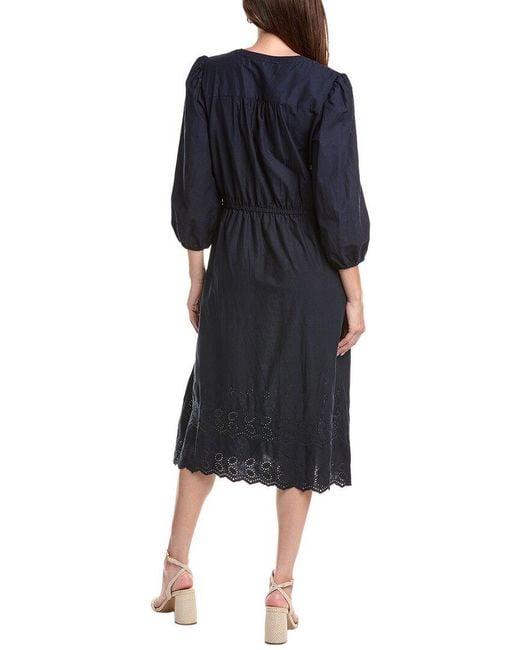 Julia Jordan Blue Poplin Drawstring Waist Shirtdress