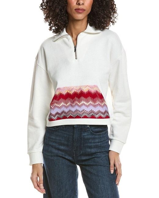 Missoni White Solid 1/4-Zip Pullover