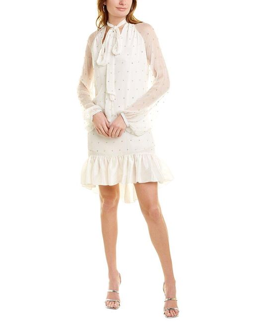 Azeeza White Collins Silk Mini Dress