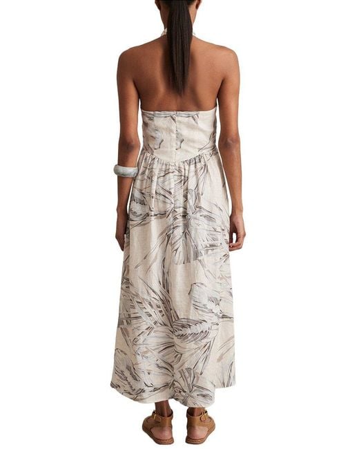 Reiss Natural Carla Palm Printed Linen Dress