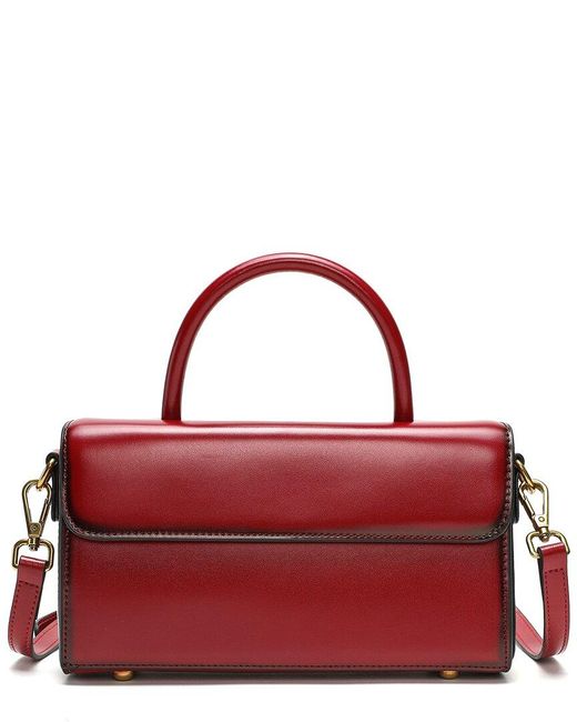 Tiffany & Fred Paris Red Smooth & Polished Leather Top Handle Shoulder Bag