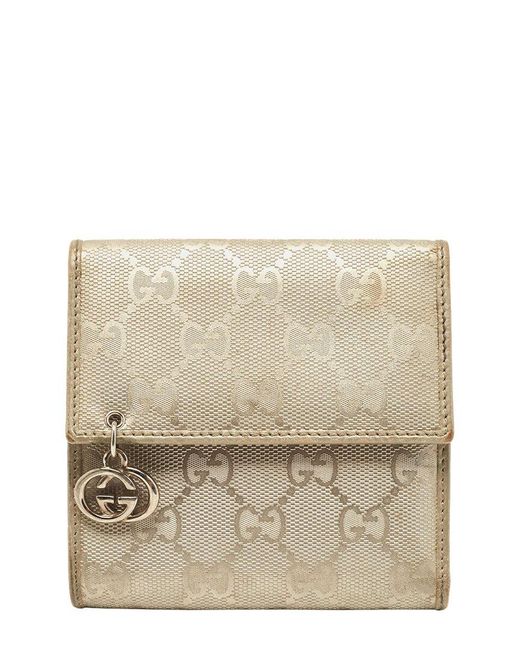Gucci Natural GG Charm Imprime Canvas & Leather Trifold Wa