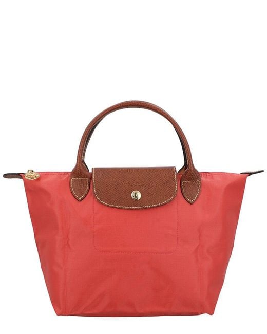Longchamp Red Le Pliage Original Small Canvas Handbag