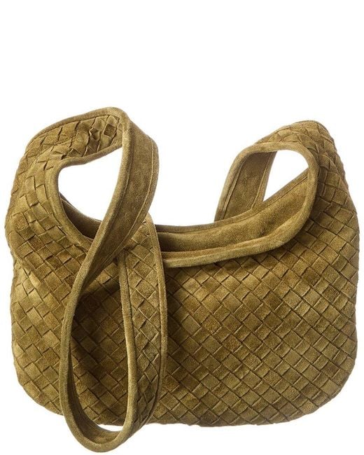 Bottega Veneta Metallic Logo Suede Crossbody