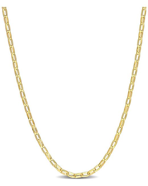 Italian Silver Metallic 18K Over Fancy Rectangular Rolo Chain Necklace