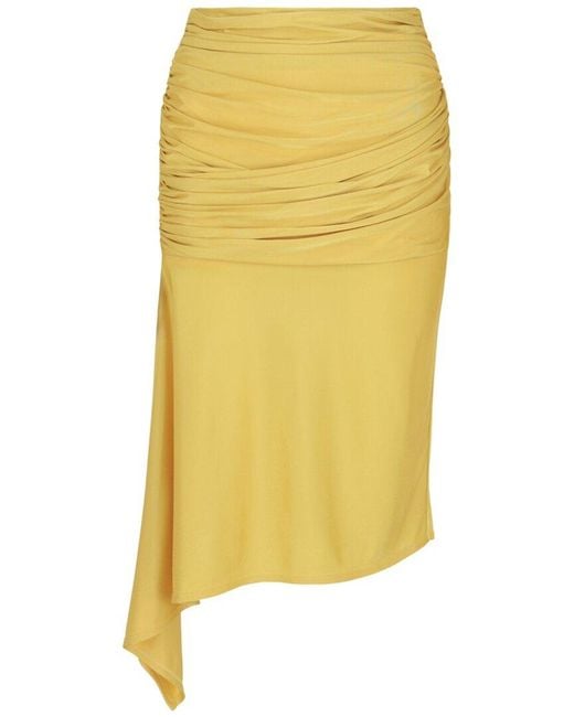 Givenchy Yellow Draped Asymmetrical Skirt