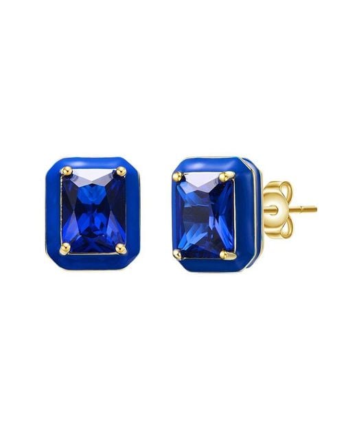 Rachel Glauber Blue 14k Plated Cz Studs