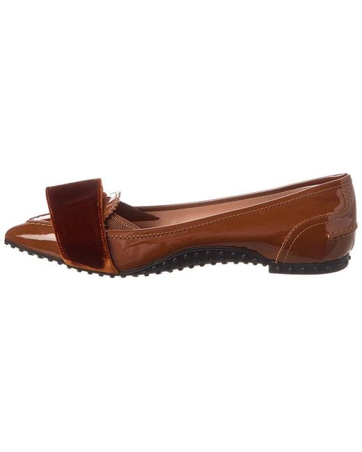 Tod's Brown Bow Detail Patent Loafer