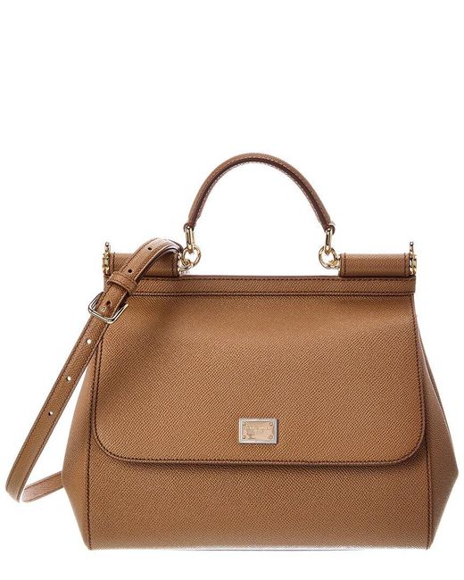 Dolce & Gabbana Brown Sicily Large Leather Satchel