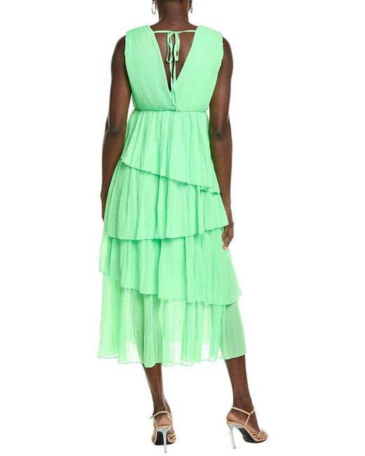 Marion Green Tiered Midi Dress
