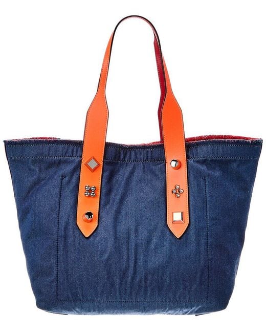Christian Louboutin Blue Canvas & Leather Tote