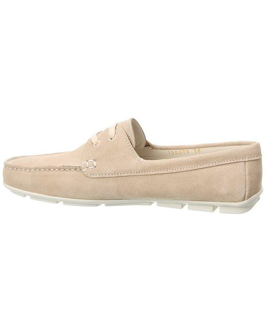 Prada Natural Embossed Suede Driving Shoe