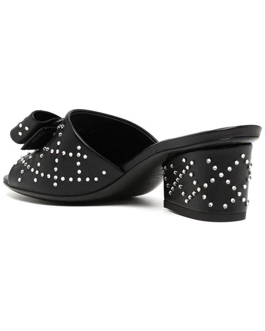 Ferragamo Black Valery 55 Leather Slide