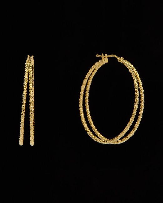 Italian Gold Black 14k Double Hoops