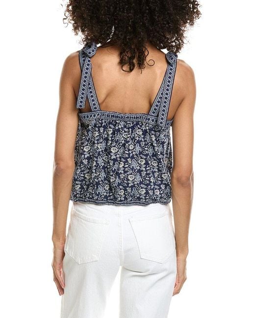 Max Studio Blue Sleeveless Bubble Hem Top