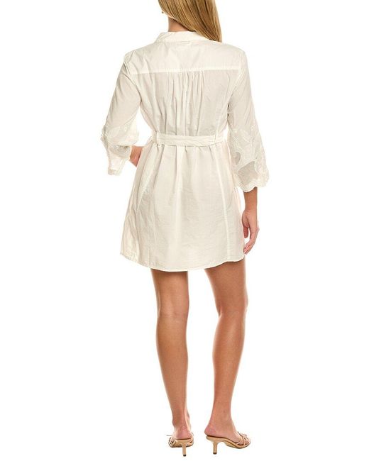 Velvet By Graham & Spencer White Missie 3/4 Sleeve Mini Dress