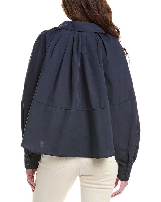 Avantlook Blue Pleated Neck Top