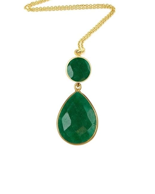 Liv Oliver Green 18K Platedtreated Emerald Layer Drop Necklace
