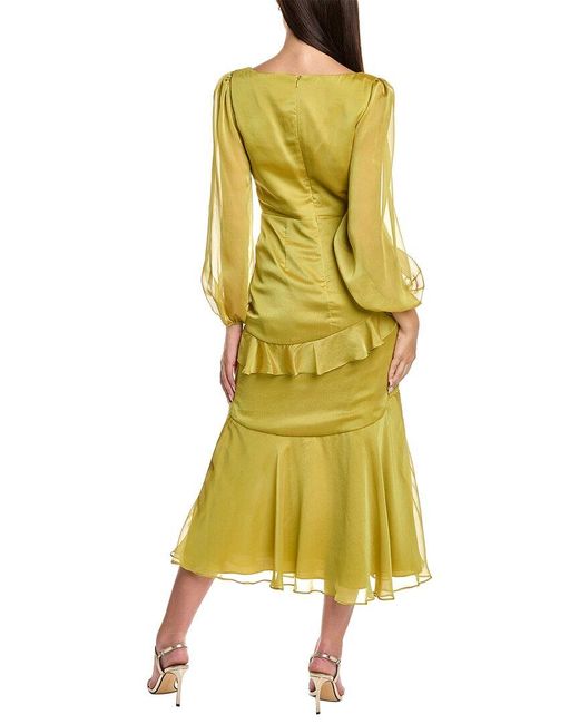 THEIA Chiffon Irina Bishop Sleeve Midi 