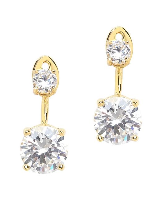 Sterling Forever Metallic 14k Over Silver Cz Brilliant Jacket Earrings